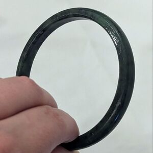 Vintage raw natural dark green agate bangle, apox 62mm